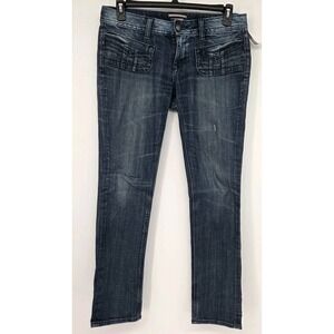 ReRock Express Women Y2K Low Rise Jeans 8 Front Pockets Distressed 35x31